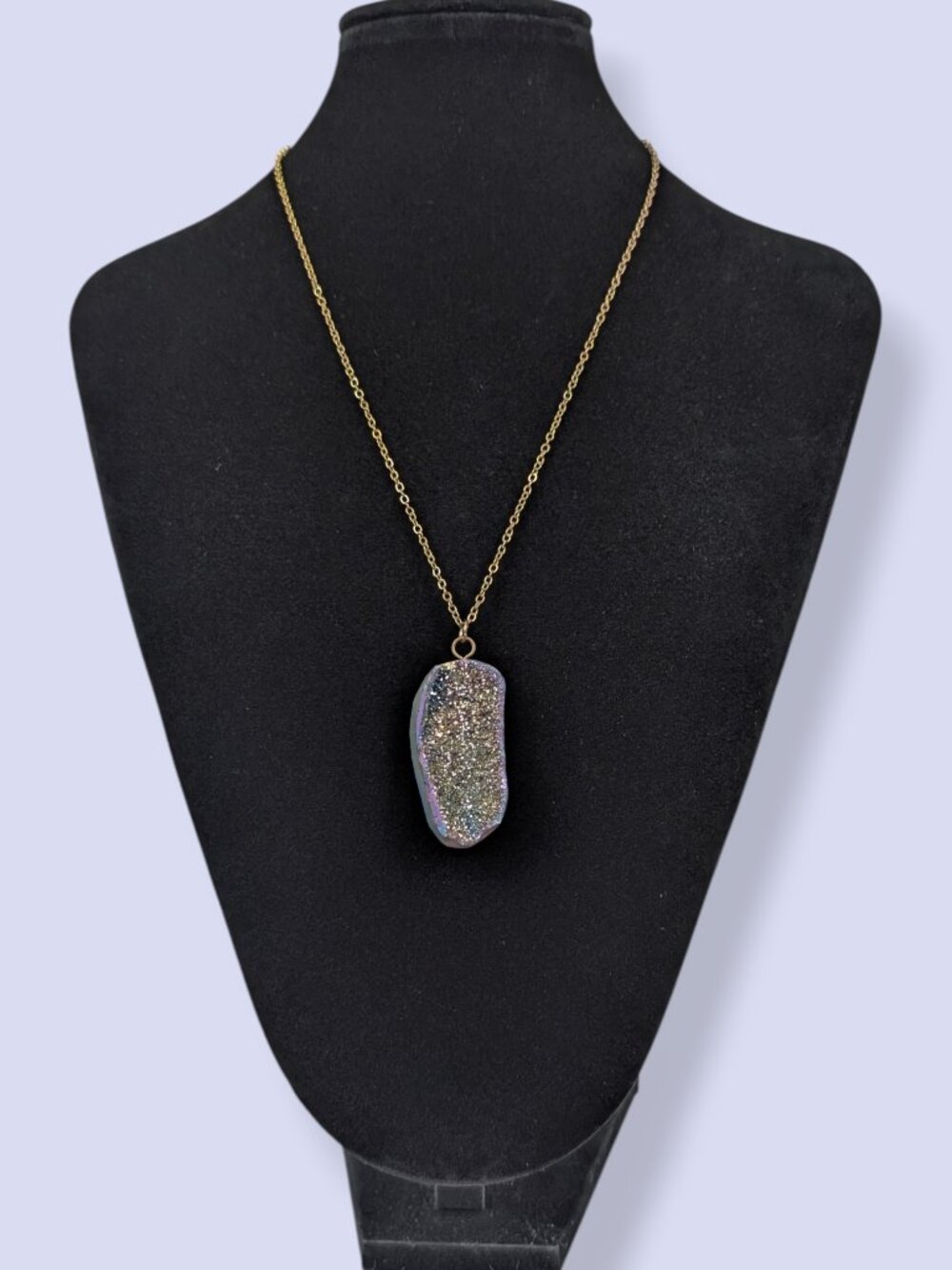 Titanium Druzy Quartz Pendant Necklace